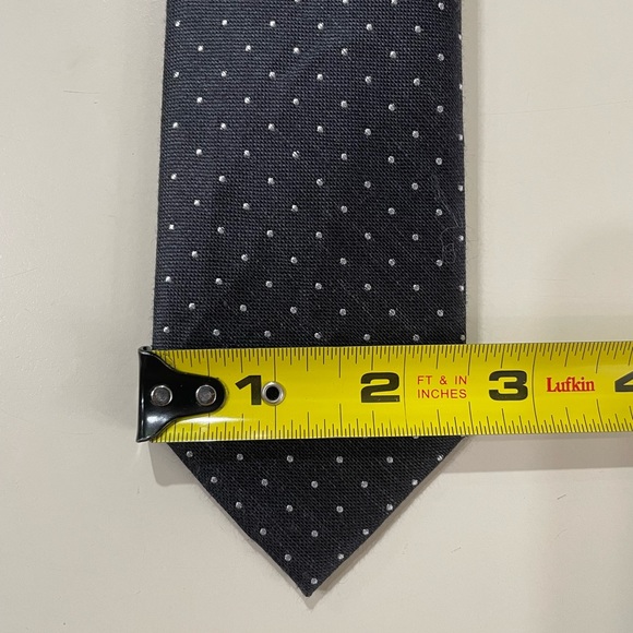 The Tie Bar Mens Skinny 2.5 x 58 in Black Micro Dot Silk  & Linen Tie, EUC - Picture 5 of 9